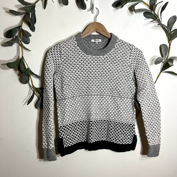 Madewell Gray and Black Crew Neck Sweater LAST CALL - Picture 1 of 5